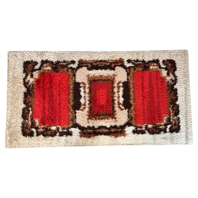 Abstract Graphic Wall or Floor Wool Rug, 1960s For Sale