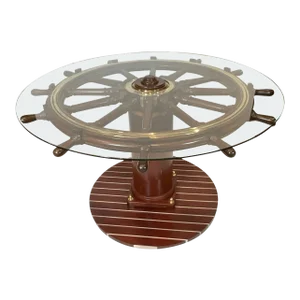 Antique Ships Wheel Bar Height Table