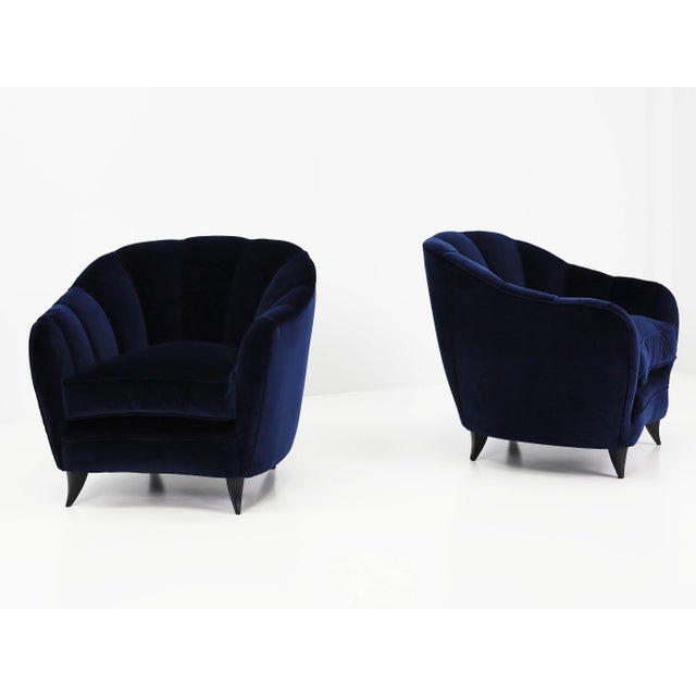 Mod. Shell Chairs in Deep Blue Velvet by Gio Ponti for Case E Giardini, Italy, 1950, Set of 2 For Sale - Image 16 of 16