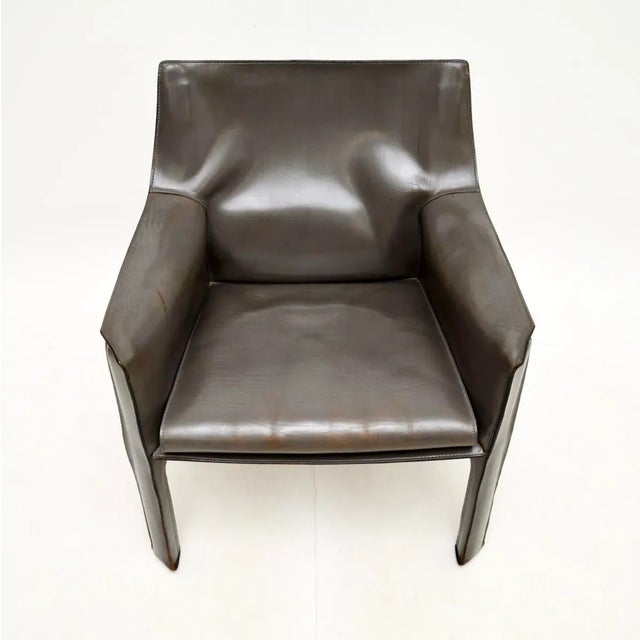 Vintage Italian Leather CAB Armchair attributed to Mario Bellini for Cassina, 1970s For Sale - Image 6 of 8