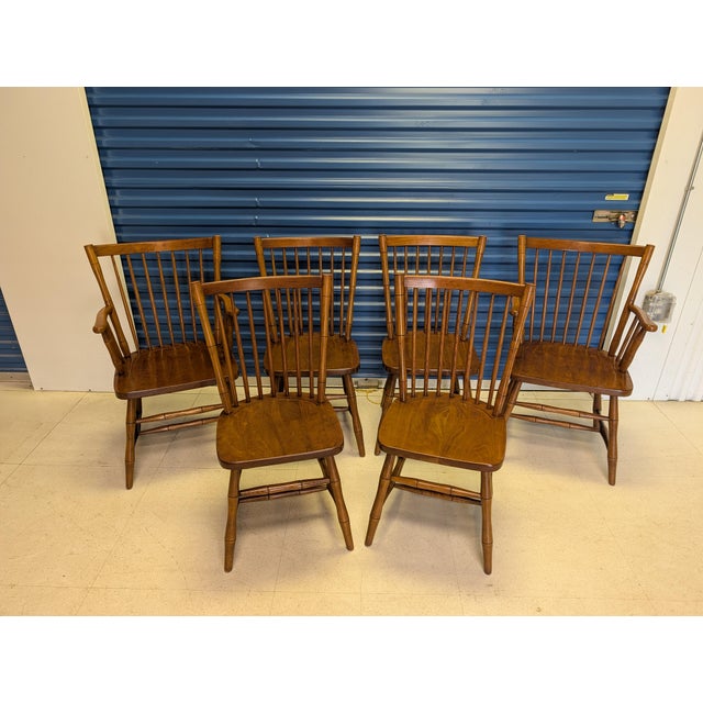 Add timeless mid-century American craftsmanship to your dining room with this exceptional set of six authentic Stickley...