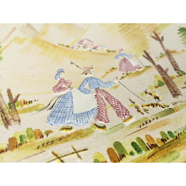 Large Italian Handmade Wall Ceramic Plate by Lina Poggi Assalini for Ce. As., 1940s For Sale - Image 6 of 9
