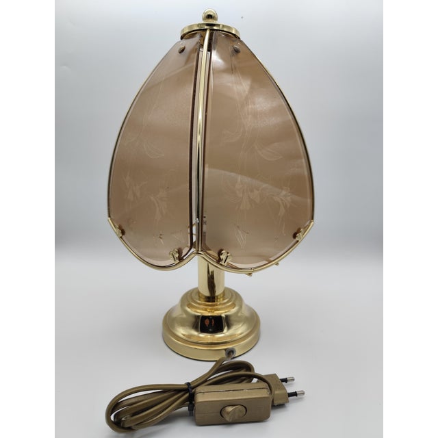 Vintage Star Light Brass Petal Table Lamp with Tinted Glass Shades, 1970s For Sale - Image 9 of 9