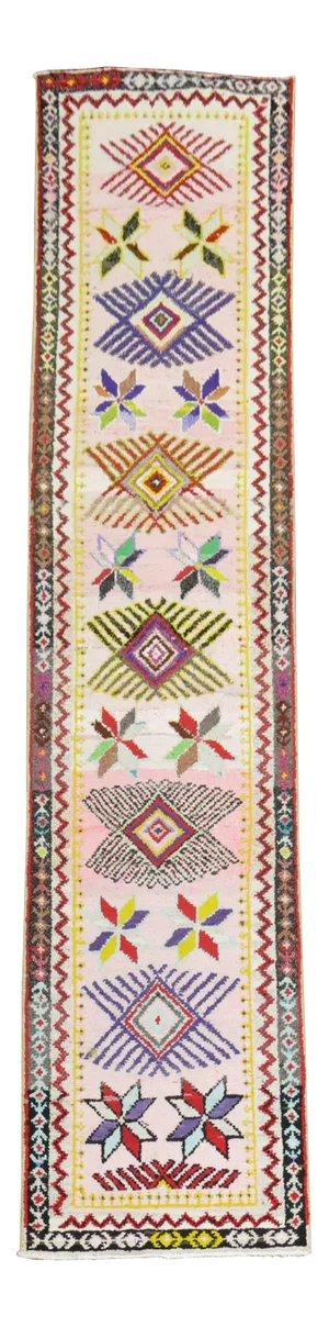Bubble Gum Pink Glittered Turkish Runner, 2'9'' X 12'