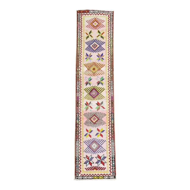 Late 20th Century Bubble Gum Pink Glittered Turkish Runner - 2'9" x 12' For Sale