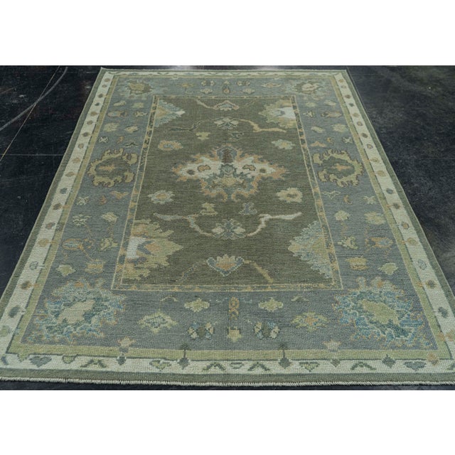 Early 21st Century Turkish Oushak Rug 5' x 6'11" #19194 For Sale - Image 5 of 8