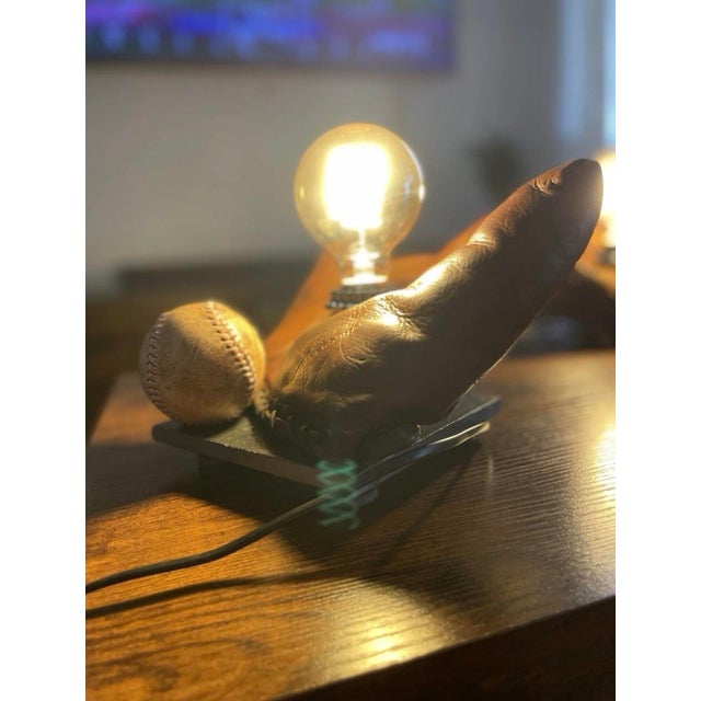 1930s Vintage Joe Gordon Professional Model Baseball Glove (Converted to Lamp) For Sale - Image 5 of 5