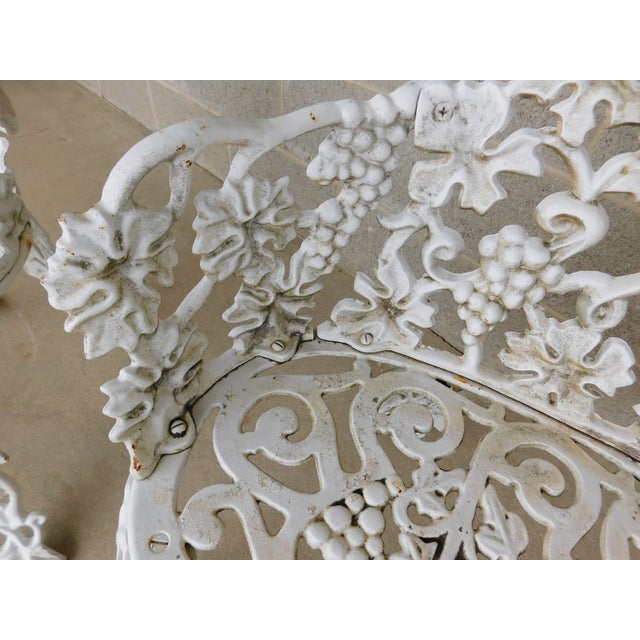 Vintage Grape Vine Pattern Cast Iron 3 Pc Garden Chair Set For Sale In Philadelphia - Image 6 of 18