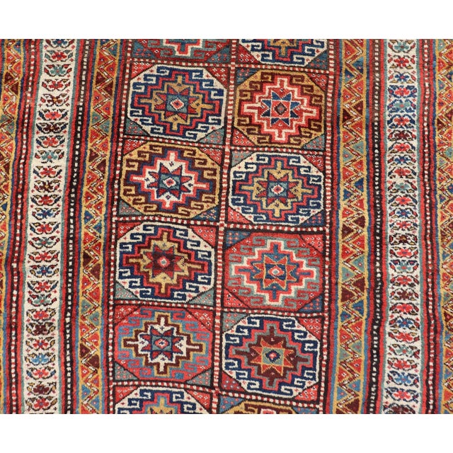Antique Caucasian Kazak Rug With Red Field and Star Medallion Design For Sale - Image 4 of 12