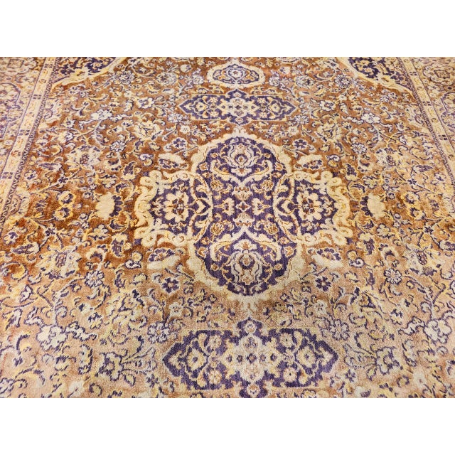 Vintage Turkish Silk Area Rug, Floral Medallion, Mid-20th Century, 4' x 6' For Sale - Image 14 of 18