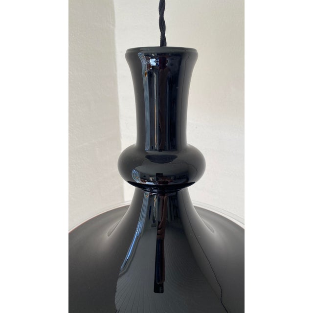 1970s Black Opal Glass P&T Pendant Lamp by Michael Bang for Holmegaard, Denmark 1970s For Sale - Image 5 of 10