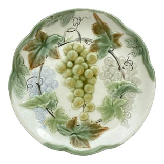 19th Century Majolica Grapes Plate Choisy Le Roi For Sale