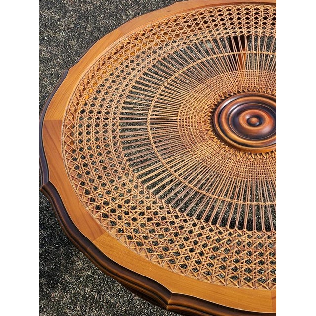 Brown Vintage Glass and Rattan Coffee Table For Sale - Image 8 of 18