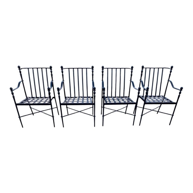 Etruscan Revival Set of Four Michael Taylor “Montecito” Outdoor Dining Chairs W/ New Raincovers For Sale - Image 3 of 8