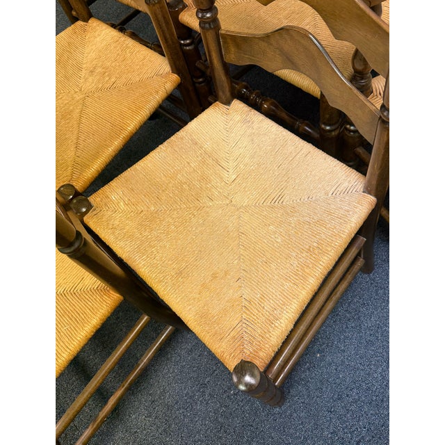 Late 20th Century Early American Ladderback Dining Chairs - Set of 6 For Sale - Image 10 of 12
