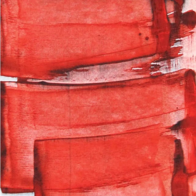 Abstract Contemporary Abstract Acrylic on Hahnemühle Paper Painting "Soft Red 3" by Emma Godebska For Sale - Image 3 of 3