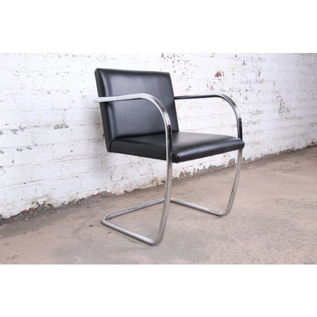 Van Der Spek Leather Black Mies Van  Der  Rohe Black  Leather  and Chrome Brno Chair 