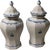 Rare Vintage 3-Piece Italian Majolica Centerpiece Set for Gump's Blue & White Tulipiere, Platter & Matching Pair of Lidded...