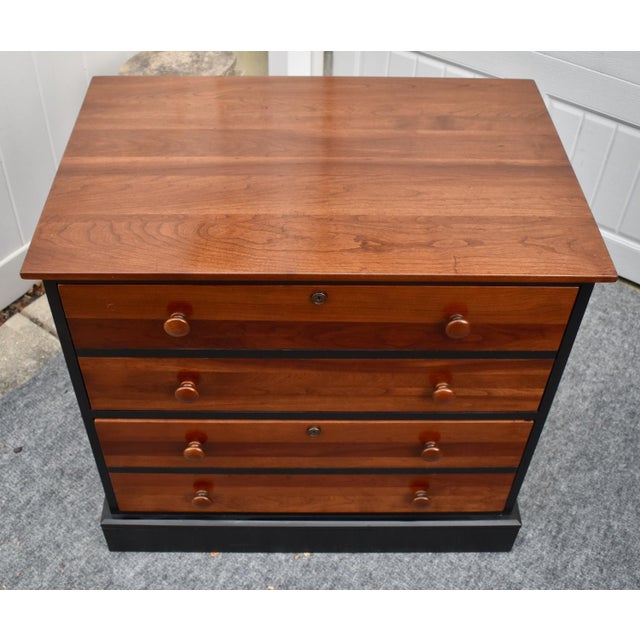 Traditional Ethan Allen Cherry 2 Drawer Lateral File Cabinet Two Tone Black Locking Chest For Sale - Image 3 of 18