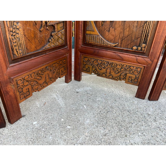 Chinese Vintage Chinese Rosewood Carved Wood Room Divider Screen For Sale - Image 3 of 12