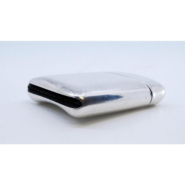Curved Silver Matchbox with Hinged Lid and Hanging Ring For Sale - Image 5 of 7
