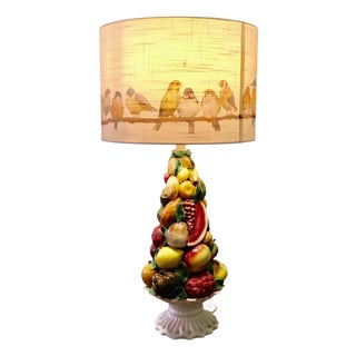 Large Majolica Table Lamp Vintage-Style Italian Majolica Hollywood Regency Des, 1970 For Sale