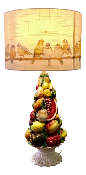 Large Majolica Table Lamp Vintage-Style Italian Majolica Hollywood Regency Des, 1970