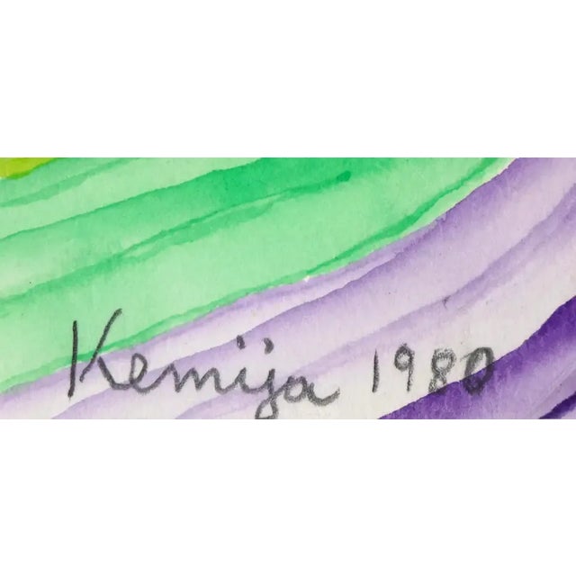Abstract 1980 "Rolling Colors" Vivid Abstract Watercolor Painting by Kemija For Sale - Image 3 of 7