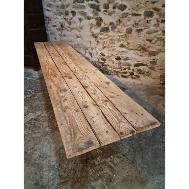 Antique Early 20th Century Industrial French Table with Cast Iron Base and Pine Top For Sale - Image 13 of 18