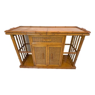 Vintage American of Martinsville Bamboo Bar Cabinet on Casters For Sale