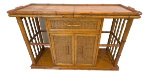 Vintage American of Martinsville Bamboo Bar Cabinet on Casters