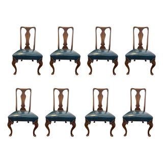 Queen Anne Mahogany Carved Dining Chairs- A Set of 8 For Sale