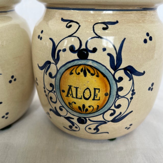 1990s Italian Hand Painted Small Ceramic Canister - Set of 4 For Sale - Image 5 of 11