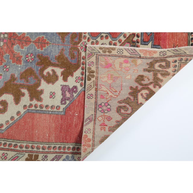 Vintage Tribal Konya Rug – Handwoven Anatolian Wool in Rich Red, Indigo, and Cream - 4' 2'' X 7' 3'' For Sale - Image 4 of 9