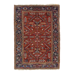 Allover Designed Hand-Knotted Persian Heriz Wool Rug Handmade in Red