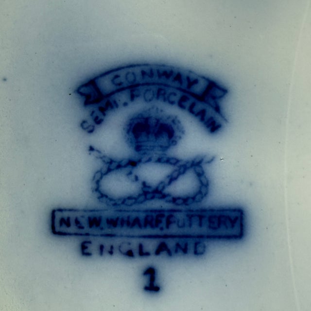 English New Wharf Pottery Conway Pattern Flow Blue Plates, Circa 1890, Set of Four For Sale - Image 9 of 12