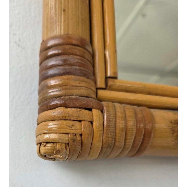 Vintage Coastal Modern Arched Rattan Wall Mirror For Sale - Image 4 of 5