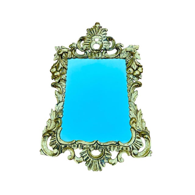 Glass Mid-Century Baroque Style Gilt Plaster Wall Mirror, 1940 For Sale - Image 7 of 7