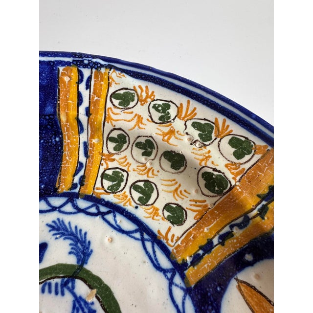 Blue Hand-Painted Italian Folk Art Majolica Plate For Sale - Image 8 of 12
