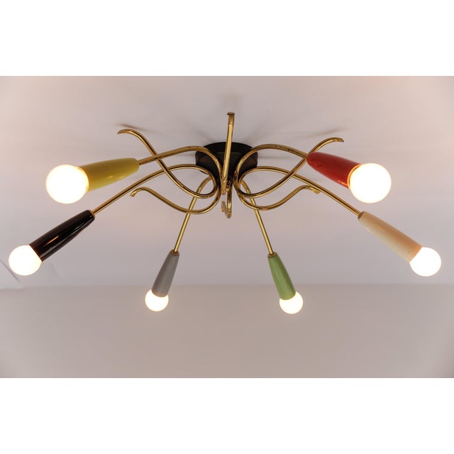 Mid-Century Modern Brass 6-Armed Sputnik Lamp, 1950s For Sale - Image 9 of 18
