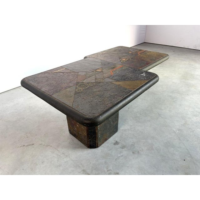 Vintage Brutalist Slate Stone Nesting Tables by Laub, 1980s, Set of 2 For Sale - Image 4 of 11