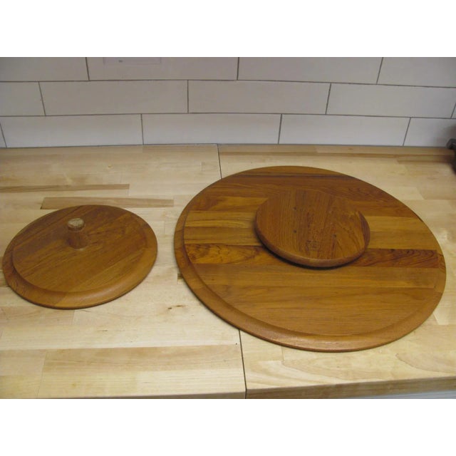 1960s Vintage Digsmed 2-Level Teak Lazy Susan For Sale - Image 5 of 13