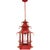 Chinoiserie Pagoda with steps ceiling chandelier, Red/Gold with bells. Hand painted with gold lines. 10“ diameter to the...