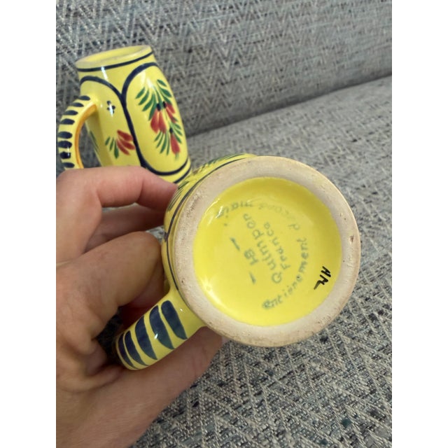 Mid 20th Century Henriot Quimper Soleil Yellow Accent Mug Featuring Lady, 2 Available For Sale In Los Angeles - Image 6 of 9