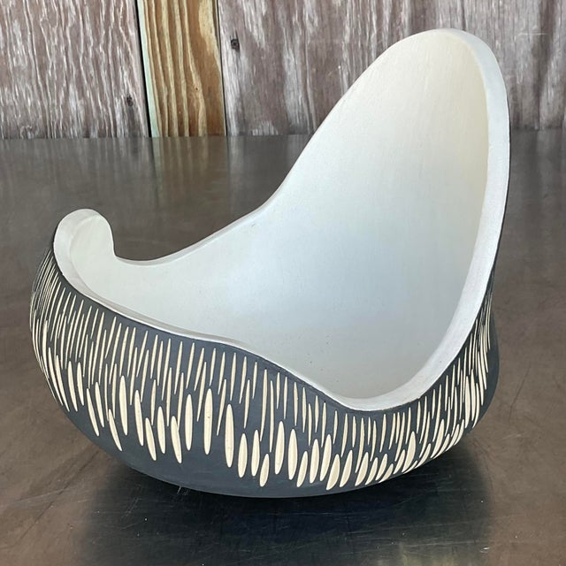 Mid 20th Century Vintage Boho Original Scored Studio Pottery Bowl For Sale - Image 5 of 5