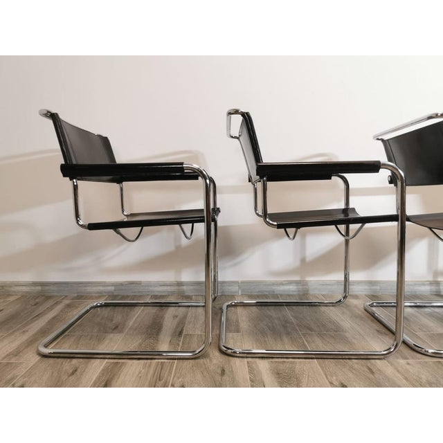 Mid-Century Chromed Leather Chairs attributed to Marcel Breuer, Set of 4 For Sale - Image 9 of 18