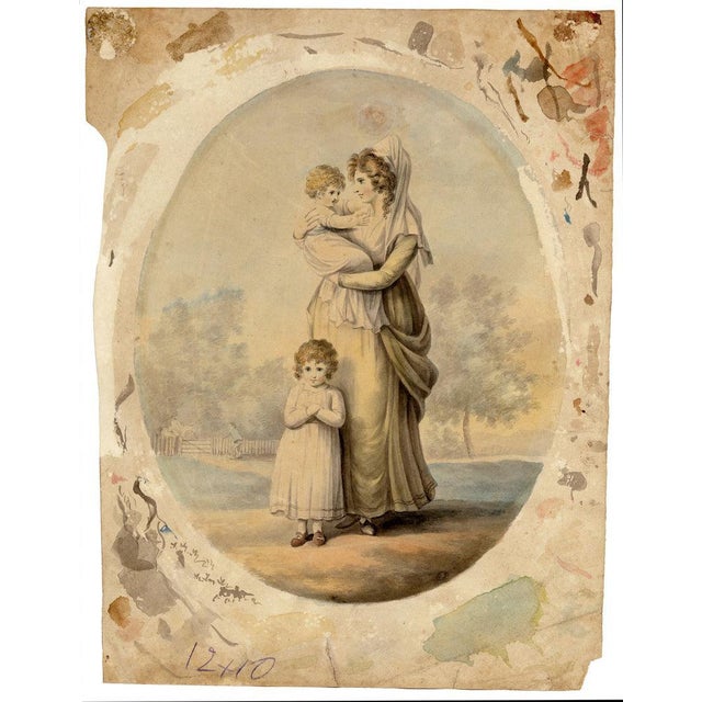 Attrib. Henry William Bunbury, Lady Rushout & Children, Watercolour For Sale - Image 4 of 7