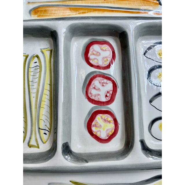 Mid 20th Century Italian Modern Hand Painted Handled Art Pottery Tray For Sale - Image 15 of 18