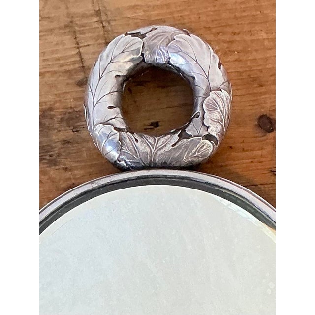 Japonisme Vintage Meiji Period Sterling Silver Flower Hand Mirror For Sale - Image 3 of 12