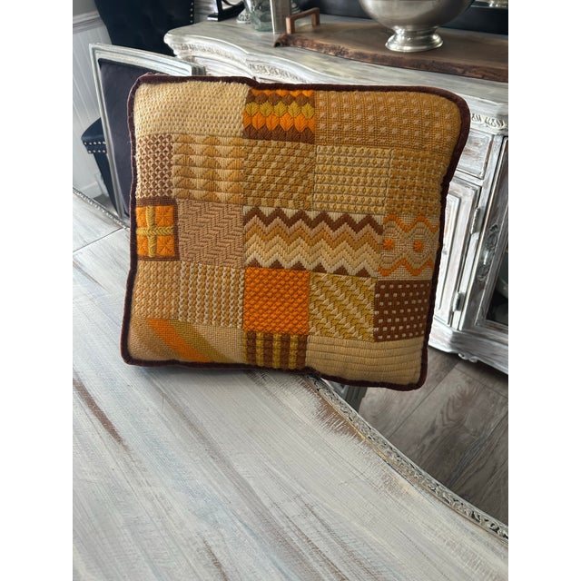 MCM Vintage Hand Crocheted Pillow For Sale - Image 4 of 4